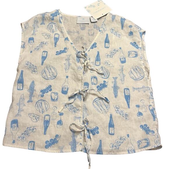100% Tops - Cynthia Rowley 100% Linen Sardine Top Women’s Size Small